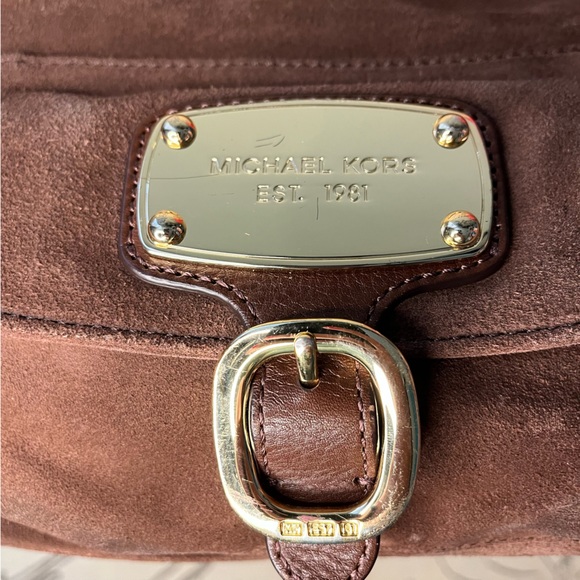EUC Michael Kors Brown Suede Hudson Downtown Hobo Bag - Picture 3 of 11